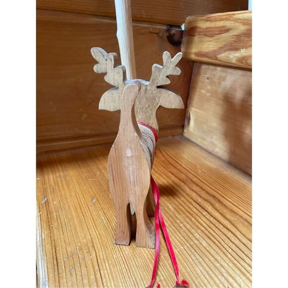 Wooden Reindeer Vintage Handmade Christmas Decor Rudolph Reindeer - Picture 4 of 6